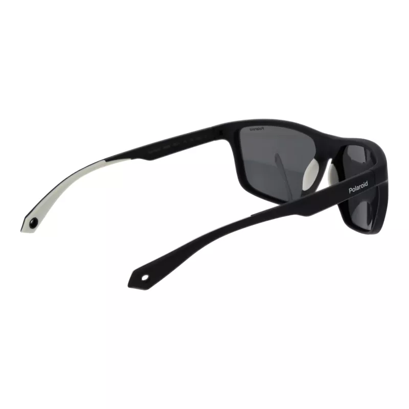 POLAROID PLD7040S5908A Vyriški stačiakampiai poliarizuoti akiniai nuo saulės – pilkas rėmelis, pilki lęšiai, 59 mm