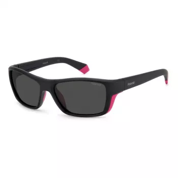 POLAROID SPORT MAN Akiniai PLD7046S3MR Stačiakampiai Sportiniai Wrap Juodas Rėmas Pilki Poliarizuoti Lęšiai 57-17-135 mm