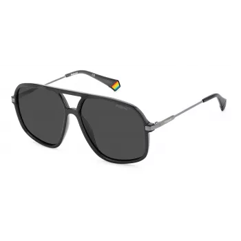 POLAROID Unisex PLD6182SKB7M9 Stačiakampiai Akiniai nuo Saulės Juodi/Pilki 59mm