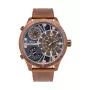 POLICE vyriškas chronografo laikrodis PL15662XSQR1, 52 mm nerūdijančio plieno korpusas, juodas ciferblatas ir odinis dirželis