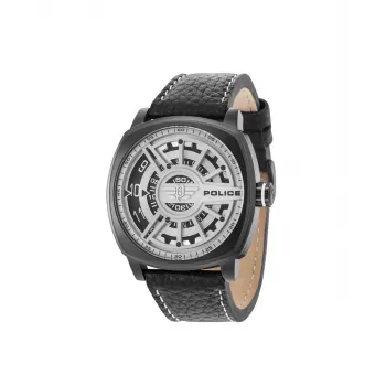 Police vyriškas kvarcinis analoginis laikrodis R1451290002 – 49 mm nerūdijančio plieno korpusas, juodas odinis dirželis