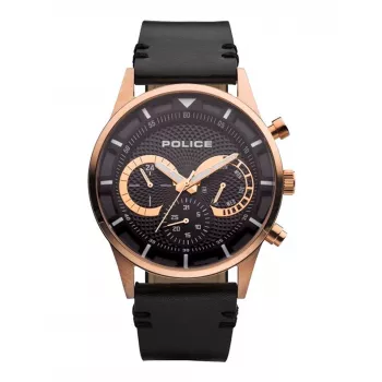 POLICE Vyriškas kvarcinis laikrodis Ranger PEWJF2110901 – mėlynas ciferblatas, ruda odinis dirželis, 46 mm nerūdijantis plienas