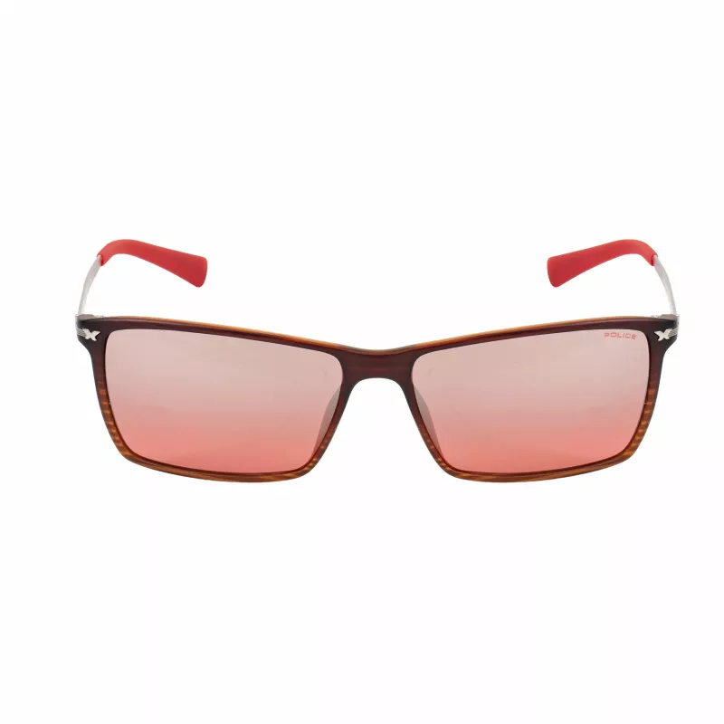 POLICE vyriški akiniai nuo saulės S195758ABRM – rudo Havana acetato rėmelis su rudais polikarbonato lęšiais, UV400 apsauga, 58 mm lęšio plotis