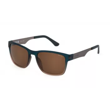 POLICE vyriški akiniai nuo saulės SPLL09560MGB - Havana acetato rėmelis, žali polikarbonato lęšiai, UV400 apsauga