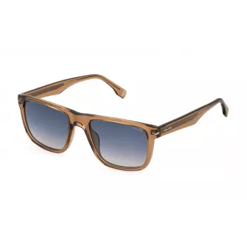 POLICE vyriški akiniai nuo saulės SPLQ83-560805 – stačiakampis acetatinis rėmelis, UV400 apsauga, 56 mm lęšiai