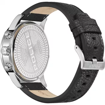 POLICE vyrų laikrodis PEWJF2203305 48 mm chronografas juodu ciferblatu odiniu dirželiu