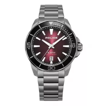 POLICE vyrų laikrodis PEWJH0021403 43mm kvarcinis analoginis mėlynas ciferblatas ruda oda