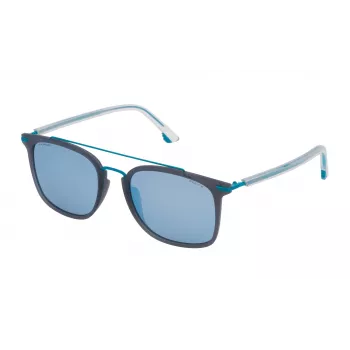 POLICE SPL58354M20P Unisex akiniai – juodas acetatinis rėmelis, pilki poliarizuoti lęšiai, 54 mm