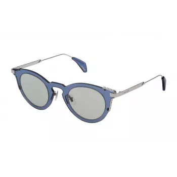 POLICE SPL624460579 Moteriški Akiniai nuo Saulės – blizgantis juodas acetatinis rėmelis, pilki polikarbonatiniai lęšiai, UV400 apsauga, 46 mm lęšio plotis