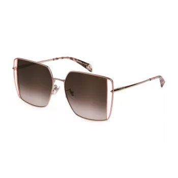 POLICE SPLL37-560A39 Moteriški kvadratiniai Havana acetatiniai akiniai nuo saulės su rudais gradientiniais lęšiais 56/16/140 mm