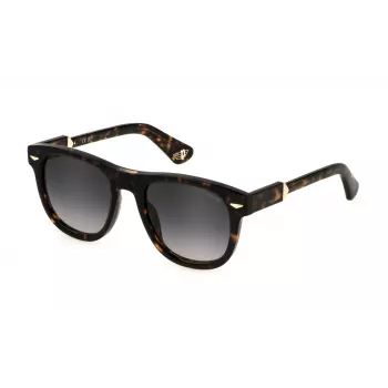 Police SPLL87E526E4V Unisex akiniai su Havana acetato rėmeliu ir žaliais polikarbonato lęšiais 52 mm