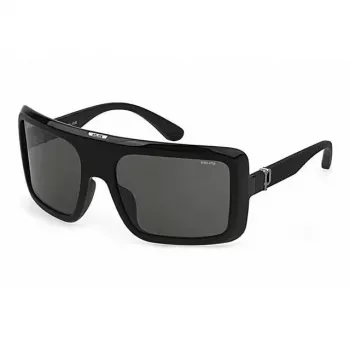 POLICE moteriški akiniai nuo saulės SPLF62M6104AW – stačiakampis acetatinis rėmelis su UV400 pilkais lęšiais (62/18/140 mm)