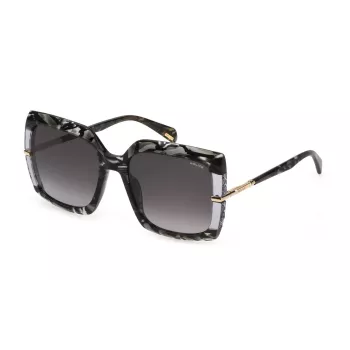 POLICE moteriški akiniai nuo saulės SPLG23M5706RT Havana acetatinis rėmelis, rudi gradientiniai lęšiai, 57/19/140 mm