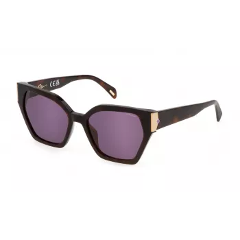 POLICE moteriški akiniai nuo saulės SPLL34-550752 – acetatinis rėmelis, UV400 apsauga, 55 mm lęšiai