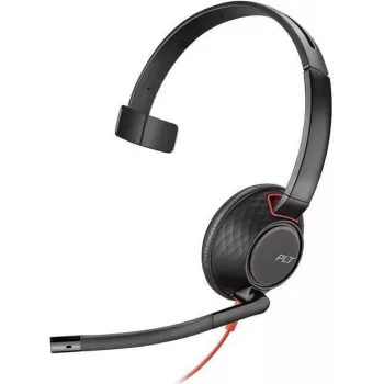 Poly Blackwire C5210 USB-C ausinė – 5200 serija – laidinė, antausinė, monofoninė, su triukšmą slopinančiu boom mikrofonu, valdymo mygtukais, juoda