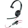 Poly Blackwire C5210 USB-C ausinė – 5200 serija – laidinė, antausinė, monofoninė, su triukšmą slopinančiu boom mikrofonu, valdymo mygtukais, juoda