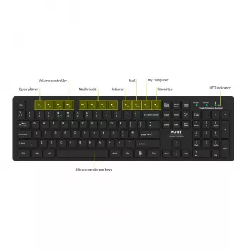 Port Connect Tough Office USB klaviatūra - juoda