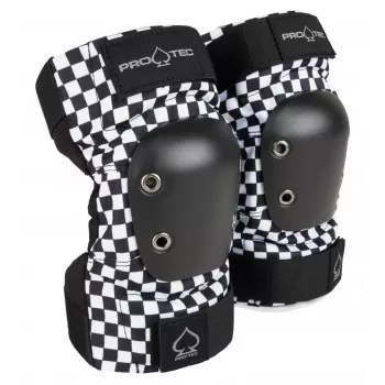 Pro-Tec Elbow Pads Checker L – juodai balti languoti alkūniniai apsaugai, didelis dydis, didelio smūgio apsauga riedlentei, riedučiams, BMX, paspirtukui