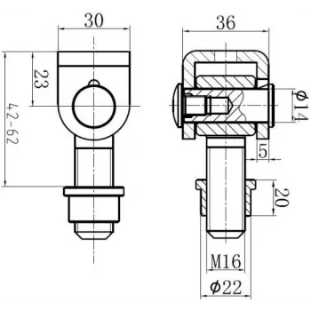 PSG 61.001.01 Suvirinamas vyris su M16 sriegine akimi, cinkuota
