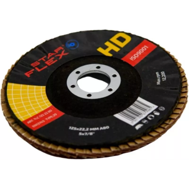 PSG Star Flex T29 SG INOX keraminis žiedlapinis diskas 125 mm, 22,23 mm anga, P60, kūginis 29 tipas, nerūdijančiam plienui