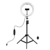 PULUZ 26 cm LED žiedinė šviesa su trikojž stovu iki 1,1 m ir telefono laikikliu, USB maitinimas