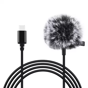 PULUZ PU425 Ausinė prisegama mikrofono segtuku 1,5 m USB-C