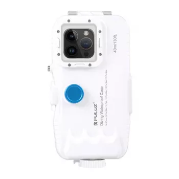 PULUZ PU9116W Plastikinis vandeniui atsparus dėklas, skirtas iPhone 15 Plus/15 Pro Max/14 Plus/14 Pro Max/13 Pro Max/12 Pro Max/11 Pro Max (baltas)