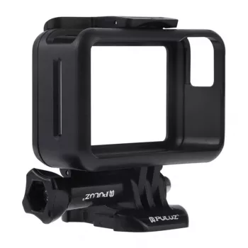Puluz apsauginis rėmas DJI Osmo Action - juodas PC rėmas su šalto bato laikikliu ir greito atsegimo užraktu
