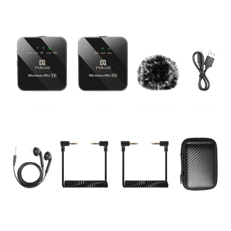 PULUZ PU3153B belaidis lavalier mikrofonas 1 TX + 1 RX, 2,4GHz, USB-C, įvairiakryptis kondensatorinis, triukšmo slopinimas, Plug-and-Play, skirtas Android ir PC