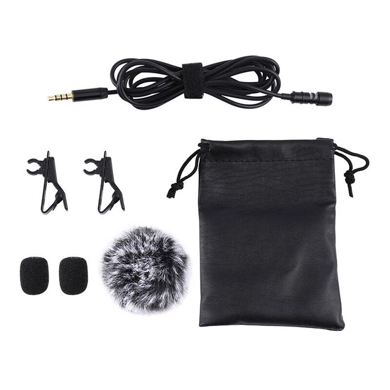 PULUZ PU424 Lavalier Microphone 1,5m 3,5mm TRRS Omnidirectional Condenser Clip-on Mic for Smartphones, DSLR Cameras, Laptops - Black