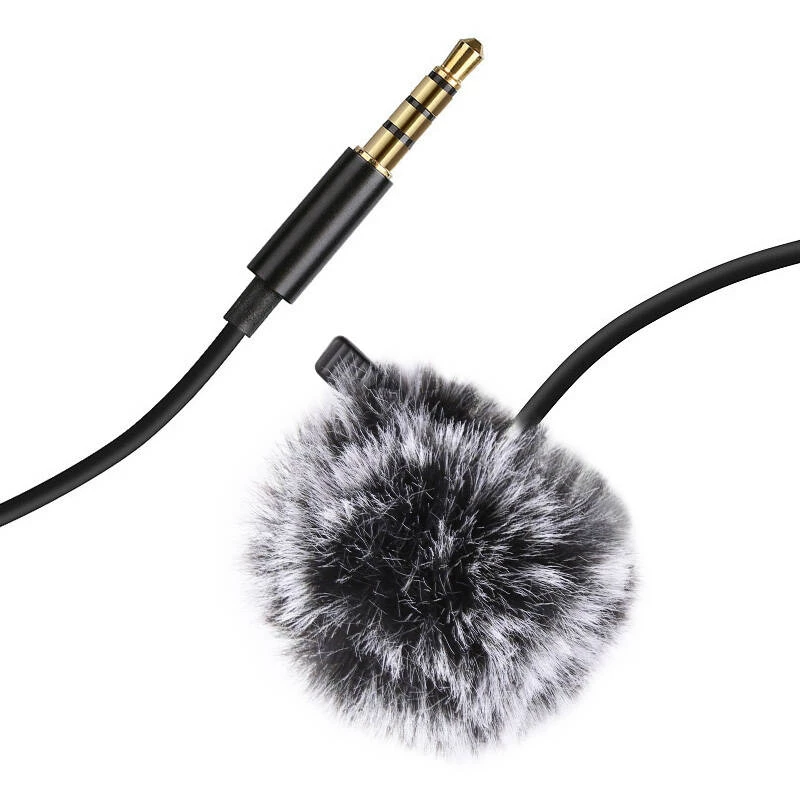 PULUZ PU424 Lavalier Microphone 1,5m 3,5mm TRRS Omnidirectional Condenser Clip-on Mic for Smartphones, DSLR Cameras, Laptops - Black