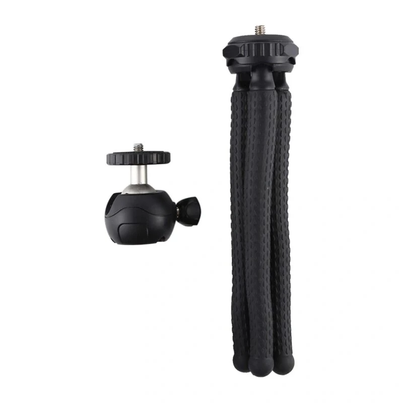 PULUZ PU435 Mini aštuonkojis trikojis, lankstus, sulenkiamas, su 360° rutuline galvute ir telefono laikikliu, išmaniesiems telefonams, kompaktiškiems fotoaparatams, veiksmo kameroms, mažiems beveidrodiniams fotoaparatams, maks. apkrova 1,2 kg, juodos spal