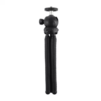 PULUZ PU435 Mini aštuonkojis trikojis, lankstus, sulenkiamas, su 360° rutuline galvute ir telefono laikikliu, išmaniesiems telefonams, kompaktiškiems fotoaparatams, veiksmo kameroms, mažiems beveidrodiniams fotoaparatams, maks. apkrova 1,2 kg, juodos spal