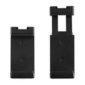 PULUZ PU448B išmaniojo telefono laikiklis trikojui, spyruoklinis spaustukas su 1/4 inch-20 sriegiu, tinka 55–85 mm telefonams, juodas ABS