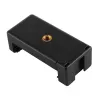 PULUZ PU448B išmaniojo telefono laikiklis trikojui, spyruoklinis spaustukas su 1/4 inch-20 sriegiu, tinka 55–85 mm telefonams, juodas ABS