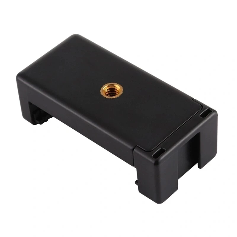 PULUZ PU448B išmaniojo telefono laikiklis trikojui, spyruoklinis spaustukas su 1/4 inch-20 sriegiu, tinka 55–85 mm telefonams, juodas ABS