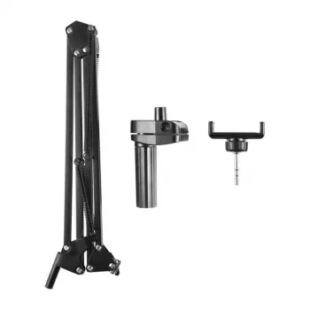 PULUZ PU650B gyvo transliacijos stovas su telefono laikikliu (juodas) – stalinis stovas su 16 cm LED žiedo šviesa