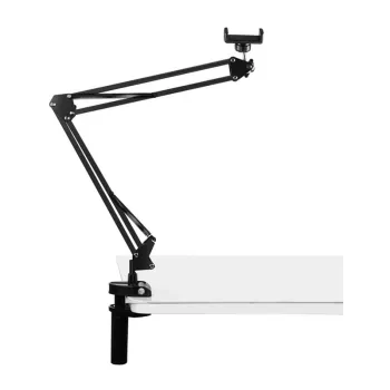 PULUZ PU650B gyvo transliacijos stovas su telefono laikikliu (juodas) – stalinis stovas su 16 cm LED žiedo šviesa