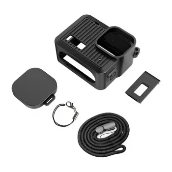 PULUZ PU717B Silikoninis Dėklas GoPro HERO 9/10/11/12 Black - Apsauginis Dangtelis su Objektyvo Dangteliu ir Virvele