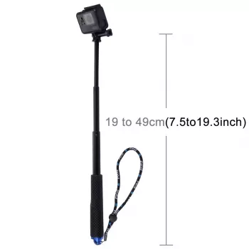 PULUZ Selfie Stick PU150 veiksmo kameroms (DJI, GoPro, Insta360) – juoda