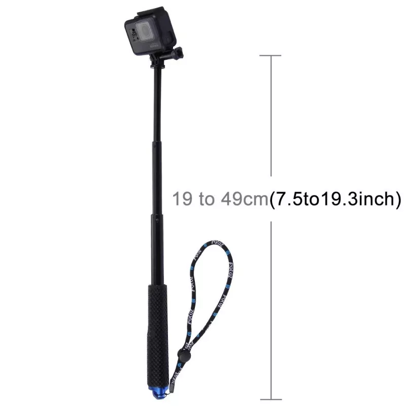 PULUZ Selfie Stick PU150 veiksmo kameroms (DJI, GoPro, Insta360) – juoda