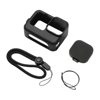 PULUZ Silikoninis dėklas su objektyvo dangteliu ir dirželiu, skirtas GoPro HERO12, HERO11, HERO10, HERO9 Black (juodas)