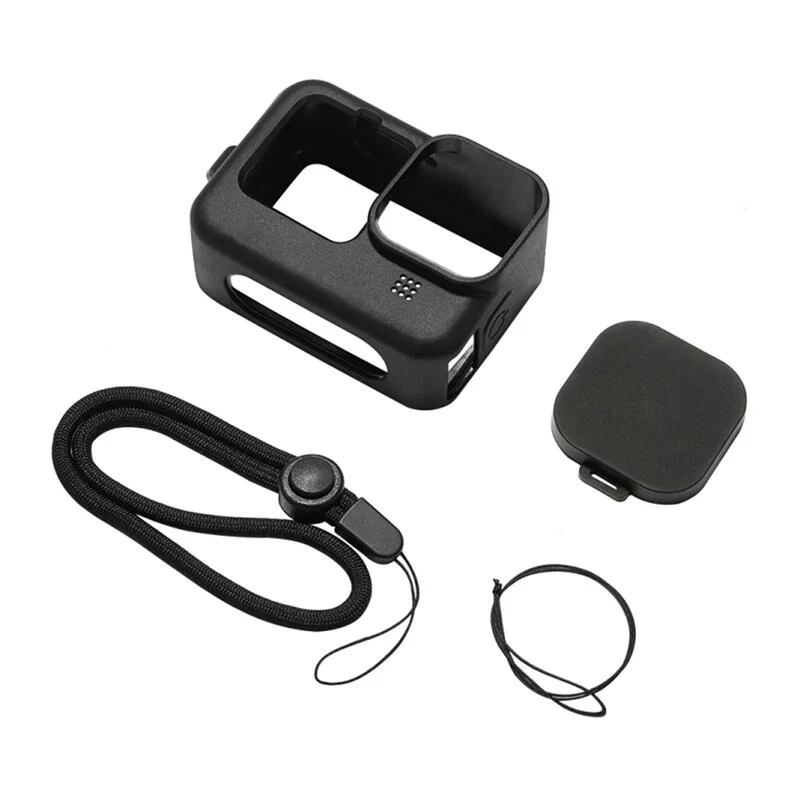 PULUZ Silikoninis dėklas su objektyvo dangteliu ir dirželiu, skirtas GoPro HERO12, HERO11, HERO10, HERO9 Black (juodas)