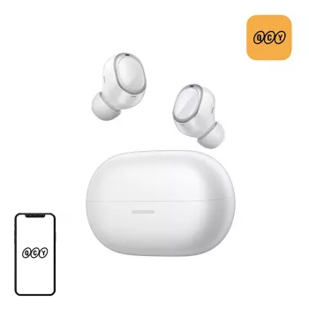 QCY Melobuds A30 belaidės ausinės – Bluetooth 5.3, ENC, 30h veikimo laikas, IPX5, balta