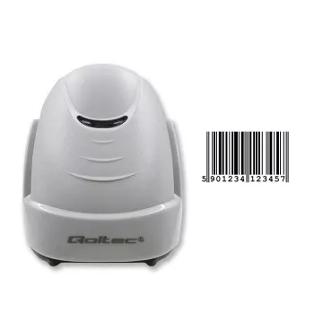 Qoltec 50877 1D lazerinis brūkšninių kodų skaitytuvas USB baltas