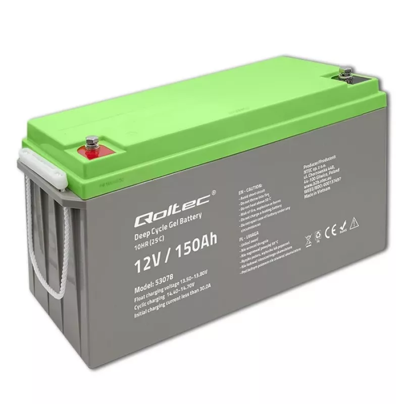 Qoltec Deep Cycle Gel akumuliatorius 12V 150Ah 44,5kg