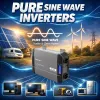Qoltec grynosios sinusoidės inverteris 12V į 230V 1500W/3000W su LCD, USB, USB-C, skirta LiFePO4, GEL, AGM