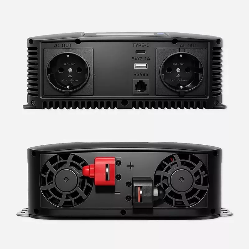Qoltec grynos sinusoidės inverteris 12V į 230V 2000W/4000W su LCD, USB, USB-C, suderinamas su LiFePO4/GEL/AGM