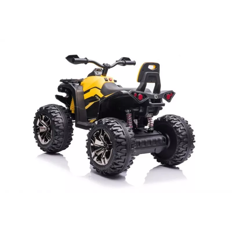 Quad QLS-3288 elektromobilis keturratis su atlošu, LED žibintais ir MP3, geltonas