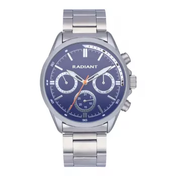 RADIANT vyriškas nerūdijančio plieno kvarcinis analoginis laikrodis RA589703 44mm sidabrinis su juodu ciferblatu